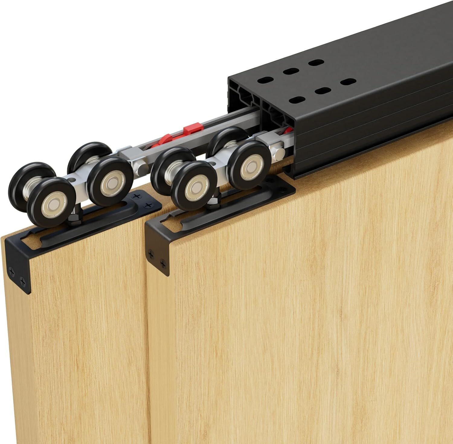 CCJH 6FT Bypass Heavy Duty Door Hardware Sliding Closet Door Track Kit for 2door