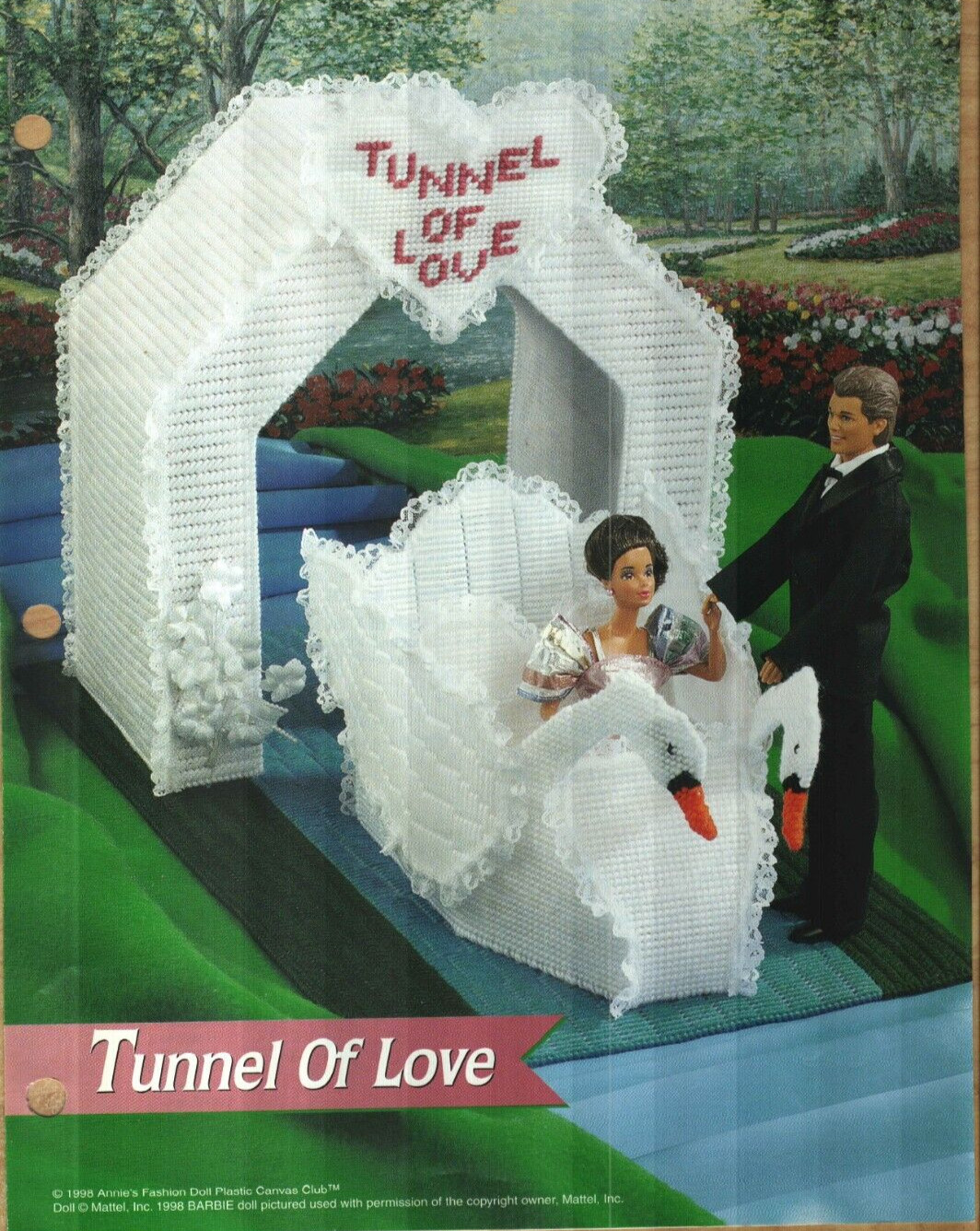 NEW TUNNEL OF LOVE FASHION DOLL ANNIE'S PLASTIC CANVAS PATTERN INSTRUCTIONS HTF