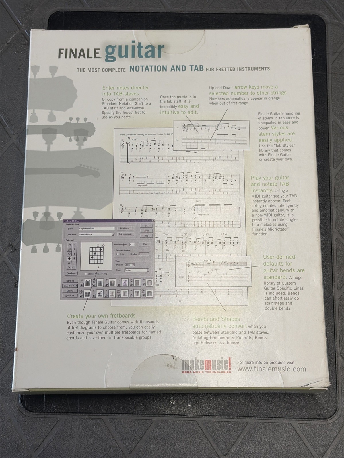 Finale Guitar Notation And Tab Software CD-ROM Win/Mac For Fretted Instruments