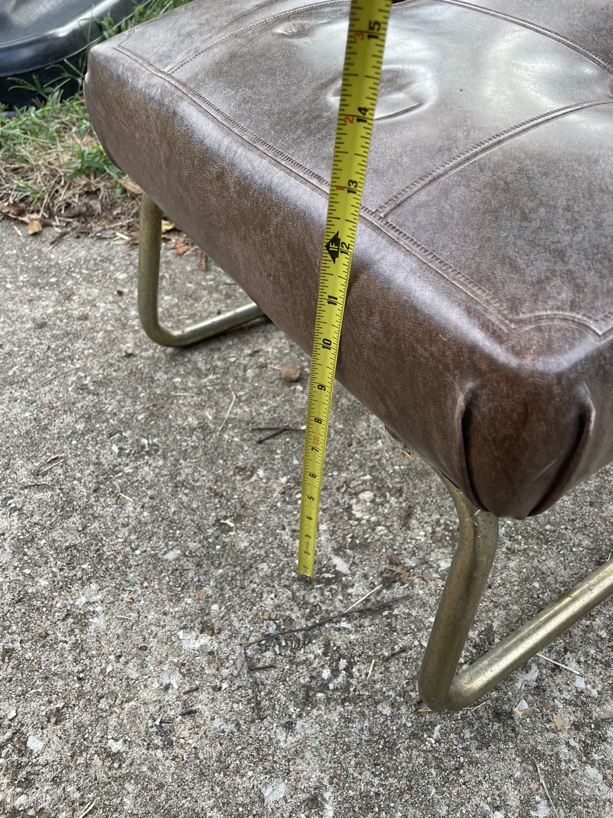 Vintage Brown Pearl Wick Leg Lounger Ottoman Adjustable MCM