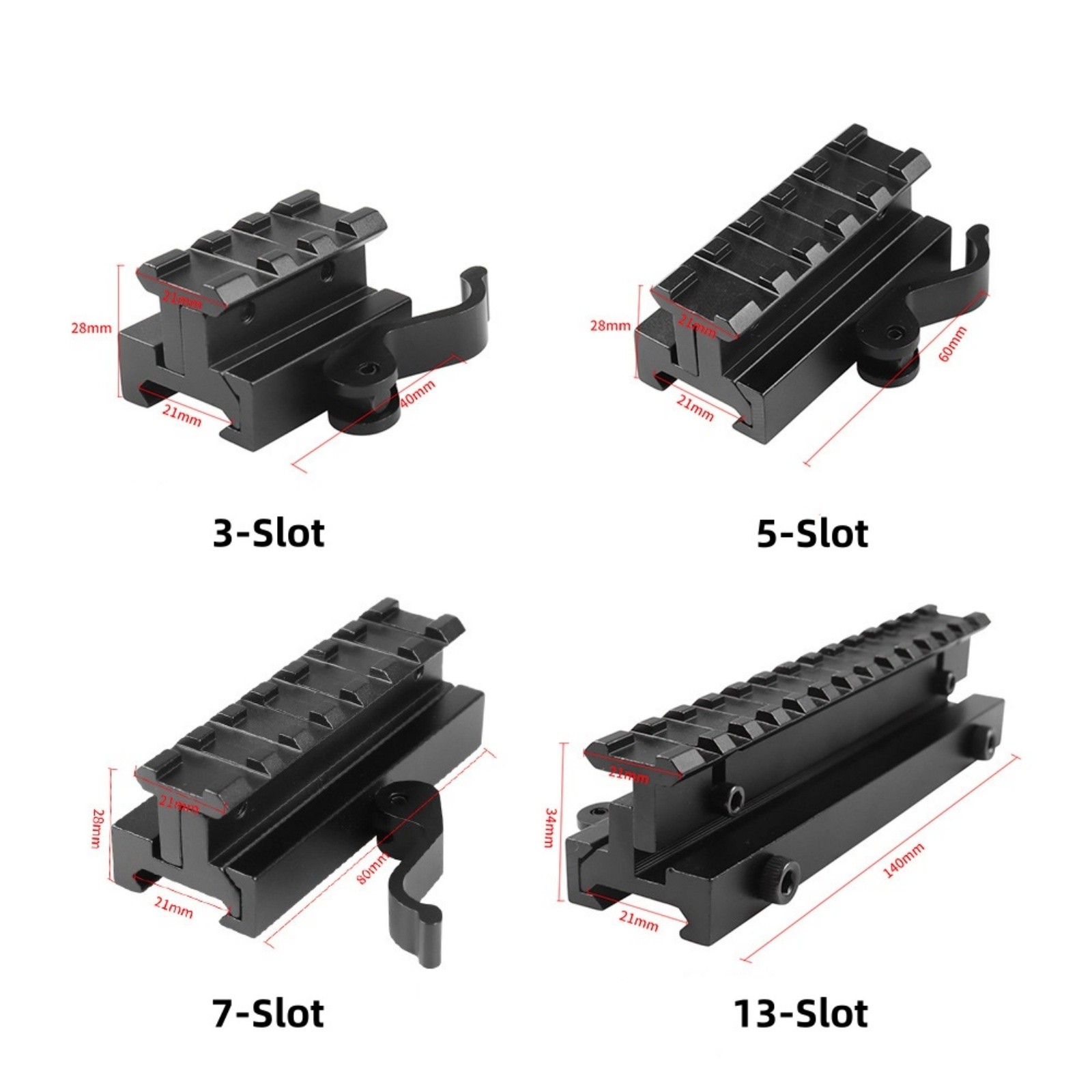 Adjustable Scope Mount Riser Picatinny Rail QD Quick Release Aluminum Base