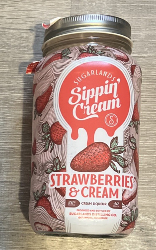 Sugarlands - Sippin' Cream -Strawberry & Cream - Empty Jar -750ml -Jar w/Lid