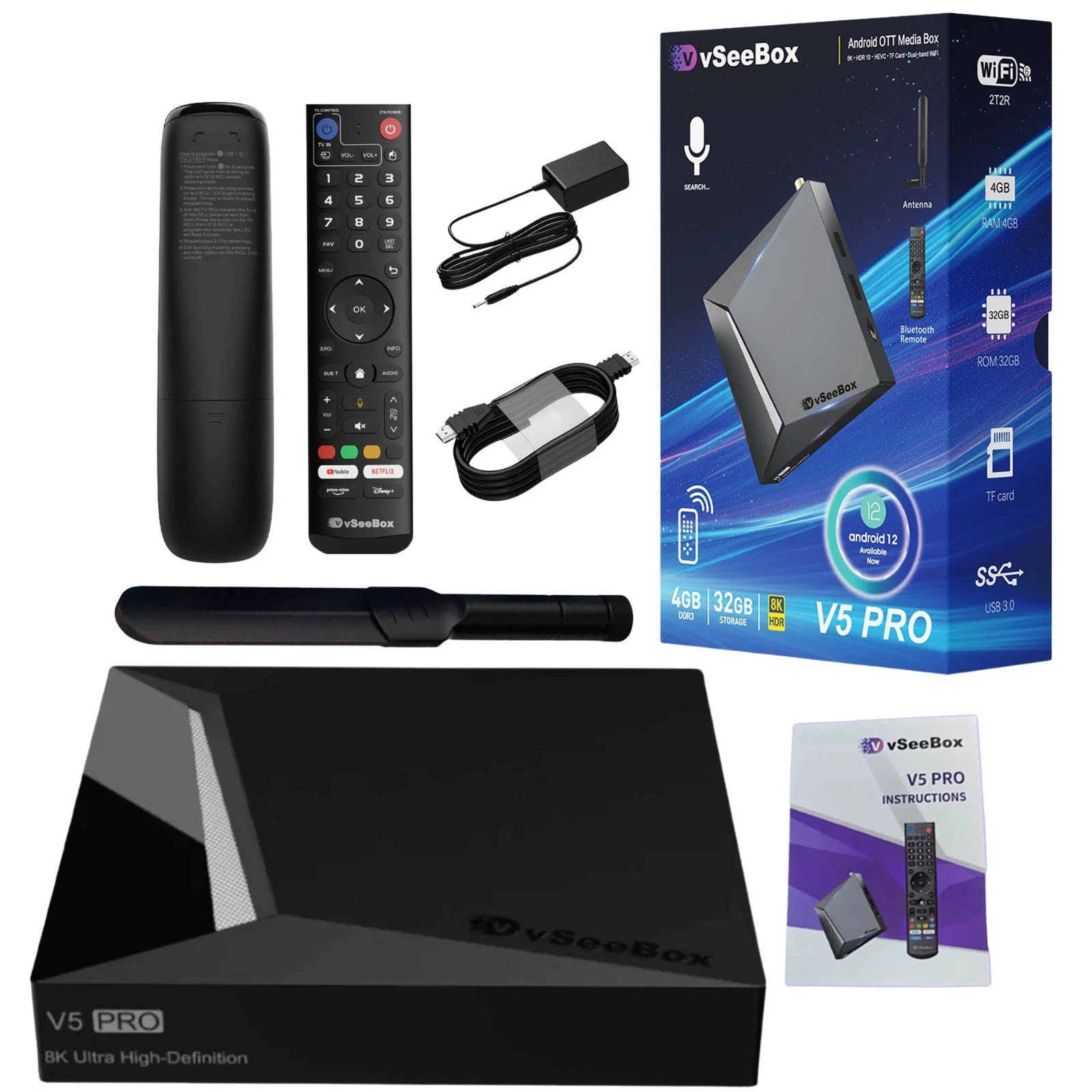 vSeeBox V5 Pro Smart Streaming Media Box Android 12 Quad Core Processor