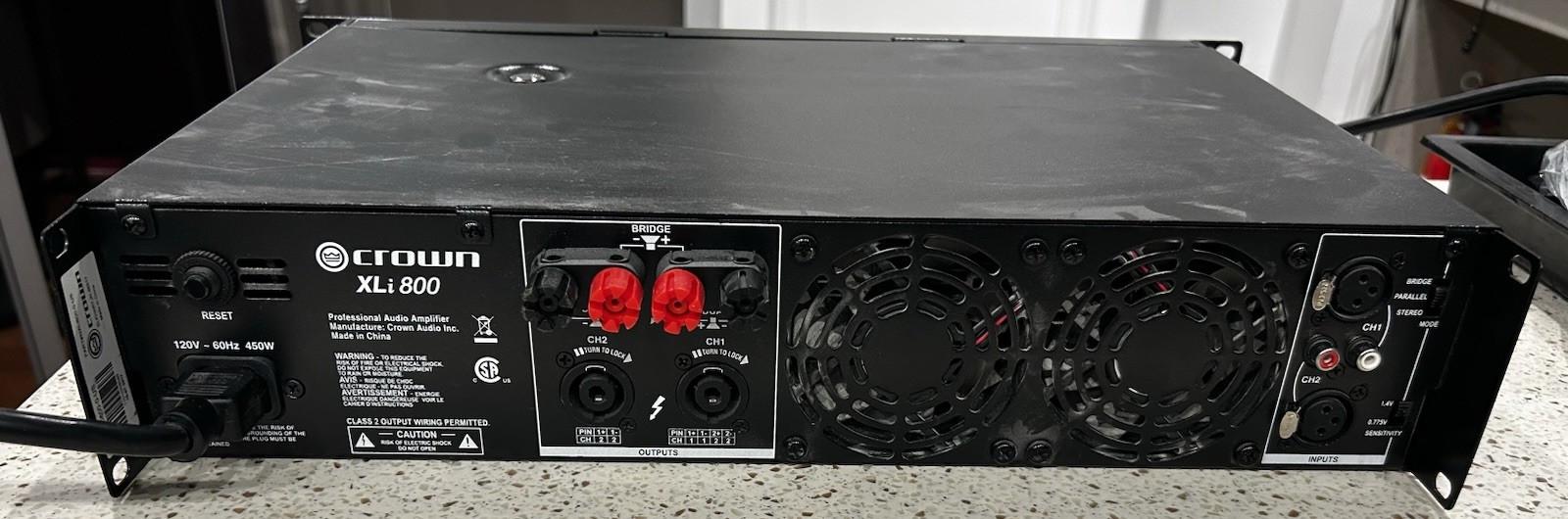 Crown XLi 800 2-Channel 450W Power Amplifier Rack Mountable Bridgeable