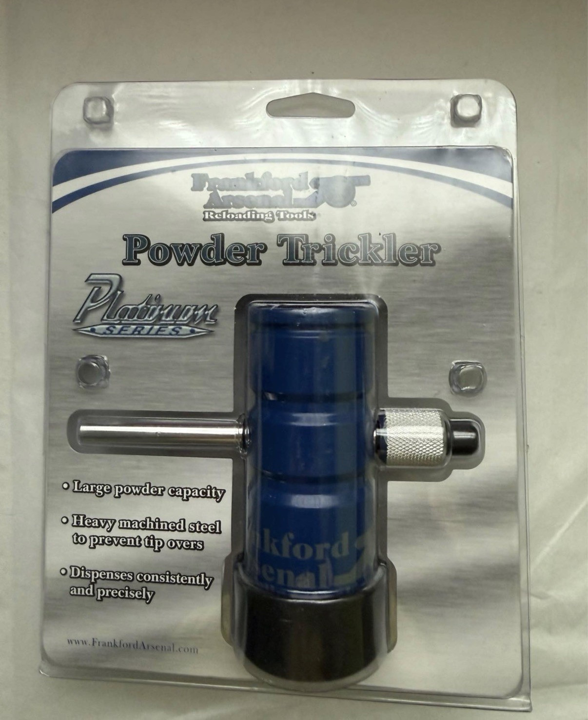 Frankford Arsenal Platinum Series Powder Trickler Blue Steel Large Capacity