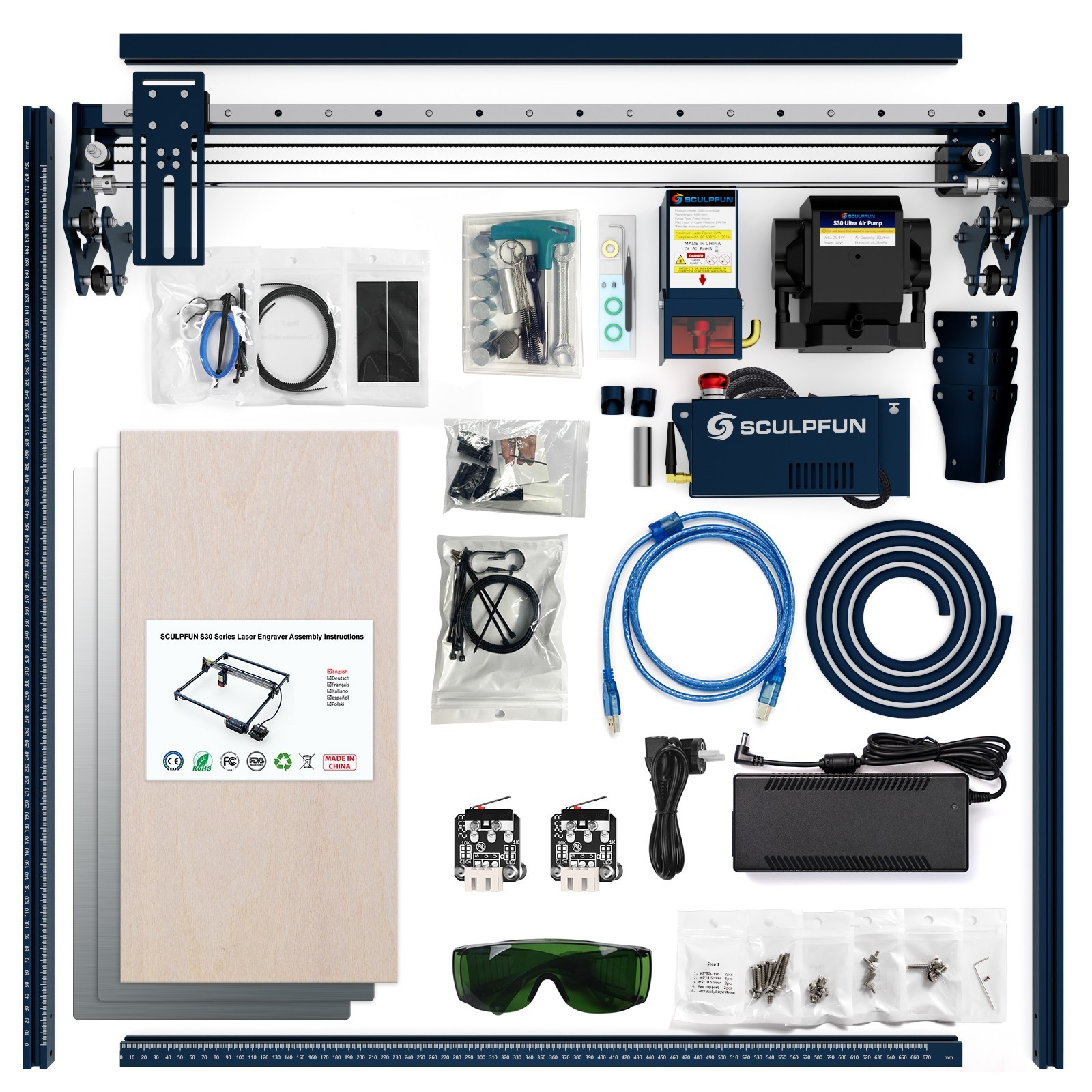 SCULPFUN S30 Ultra 22W Laser Engraver 600x600mm Large Area Auto Air Assist Cutte