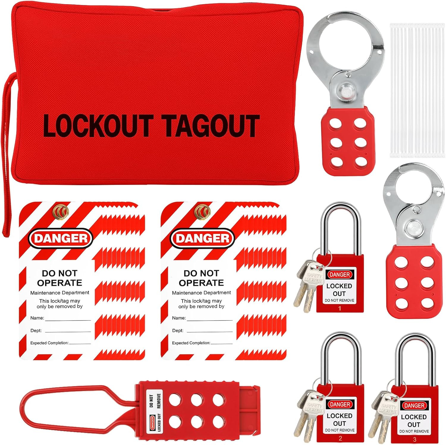 Lockout Tagout Kit Electrical Loto Group Lockout Hasps, Lockout Tags, Safety Pad