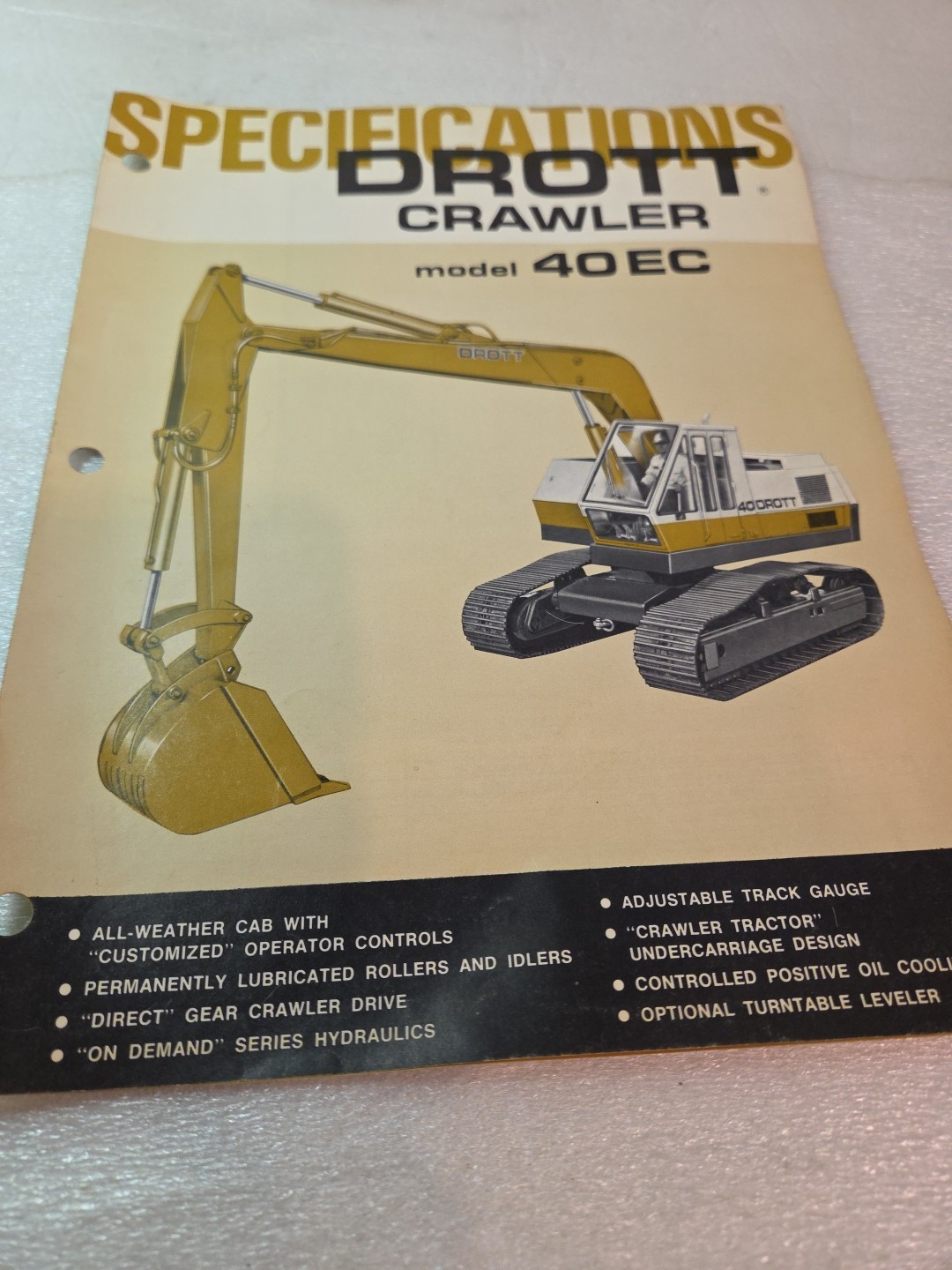 Drott 40 EC Excavator CRAWLER Brochure 1974