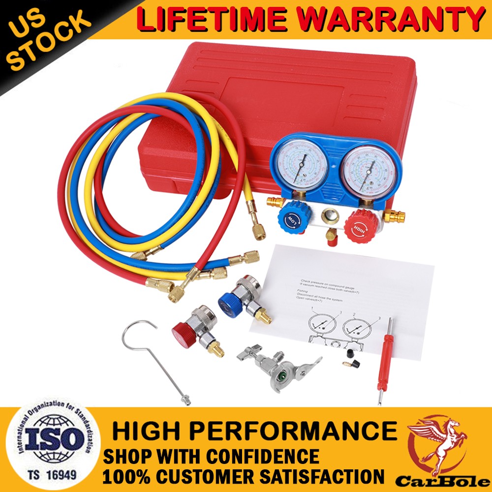 AC Air Conditioner Diagnostic HVAC Manifold Gauge Set Refrigeration Car Tool Kit