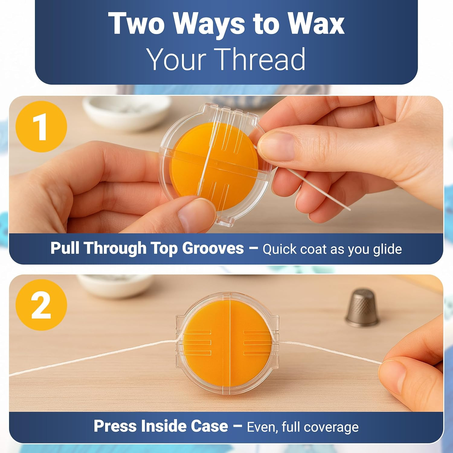 Thread Wax and Thread Conditioner - Contains Beeswax for Sewing and Gloss Thread