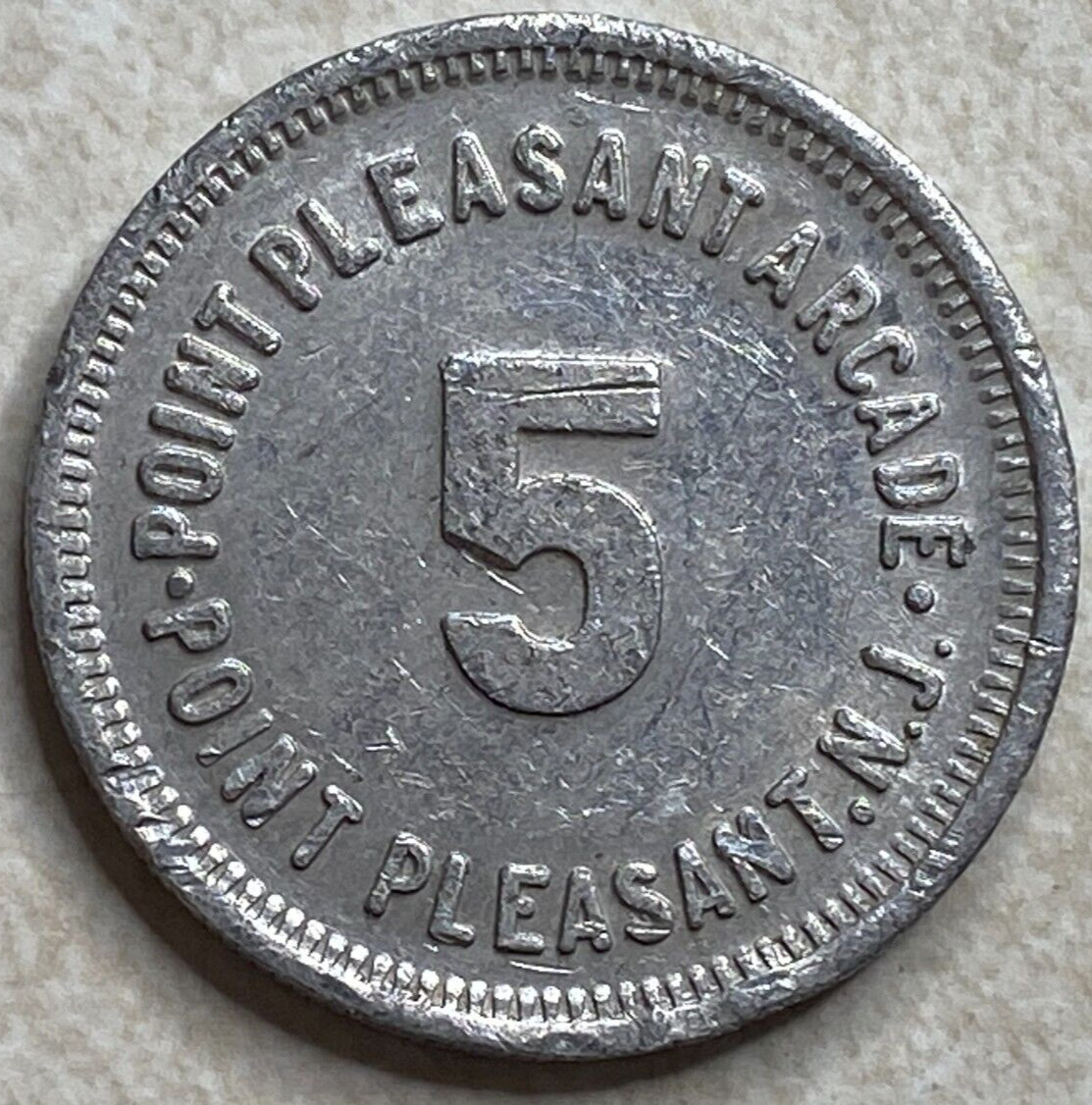 Point Pleasant Arcade 5 NJ New Jersey Amusement Arcade Token T7606