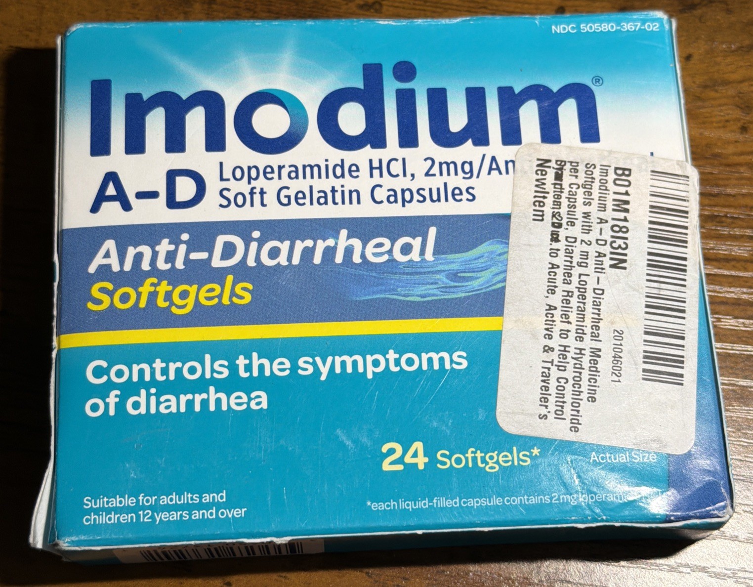 Imo dium A-D Anti-Diarrheal Medicine Softgels with 2 mg 24 Softgels, Exp: 03/28