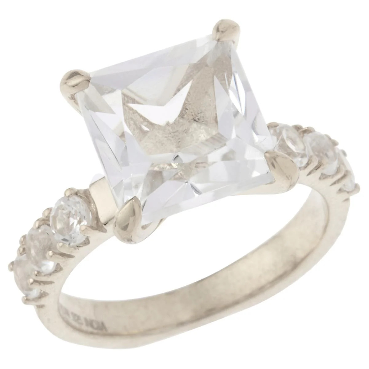 Herkimer Mines Sterling Silver Faceted Square Solitaire Ring, Size 11