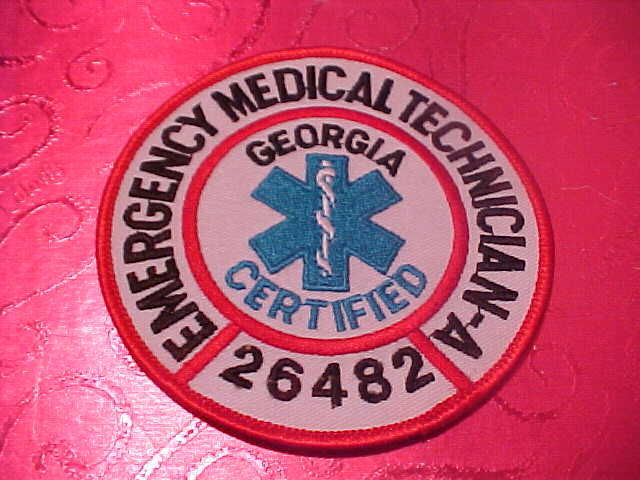 GEORGIA CERTIFIED E.M.T.  PATCH SHOULDER SIZE UNUSED WITH NUMBER 4 X 4