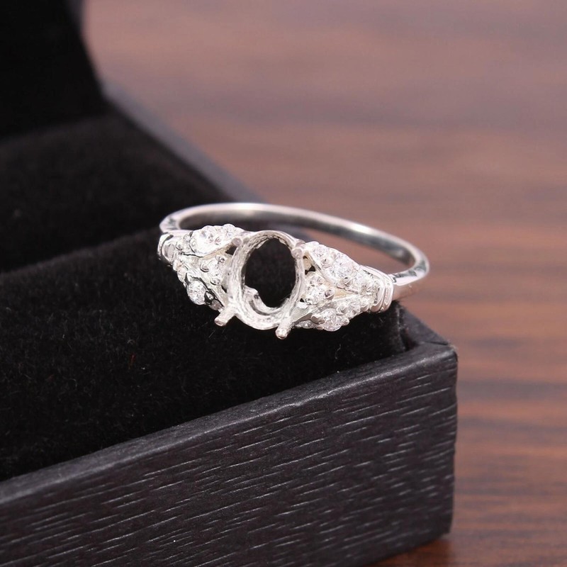 Semi Mount Ring Stone Setting Size 7X5 MM Oval Shape Handmade Mother Gift