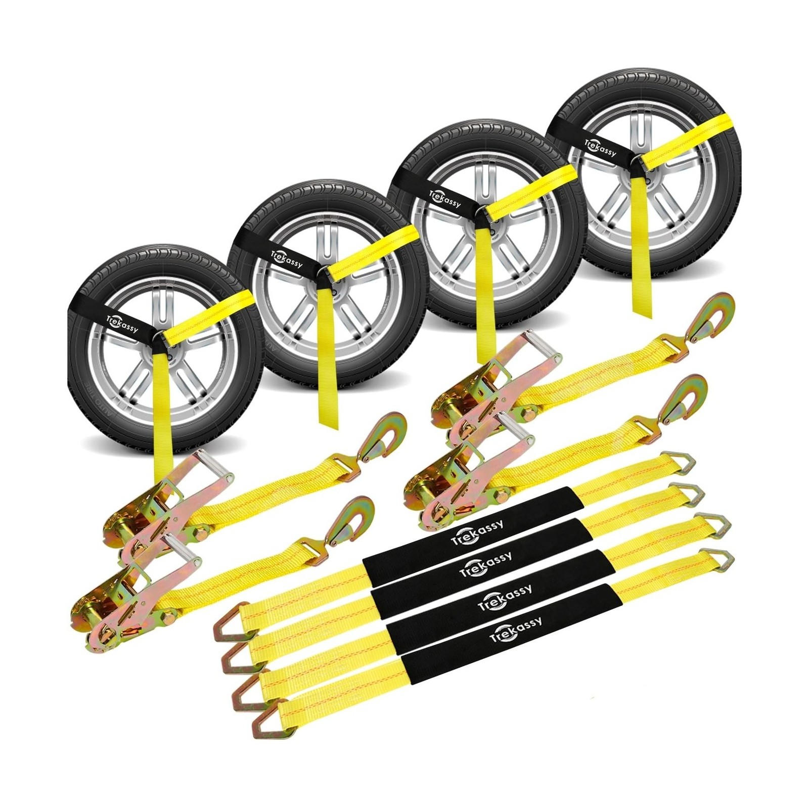 Trekassy 2" x 144" Car Tie Down Straps for Trailers, Heavy Duty Tire Tie Down...