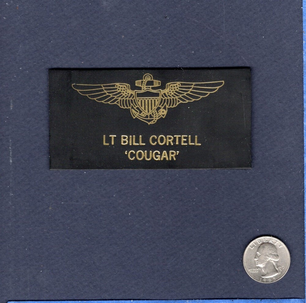 Bill COUGAR Cortell TOP GUN Movie Costume F-14 TOMCAT Squadron Name Tag Patch +V