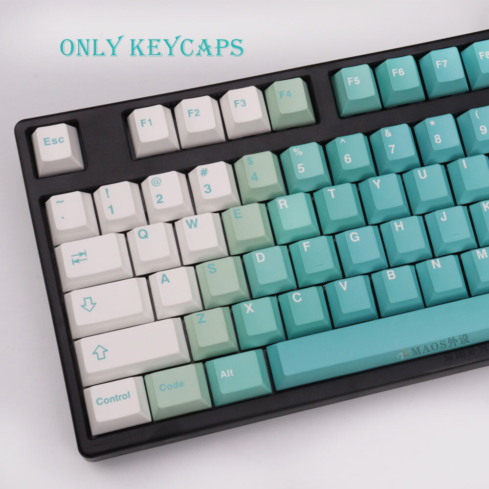 DIY White Green Gradient Theme Keycap Cherry Profile PBT 108 Key for Cherry MX