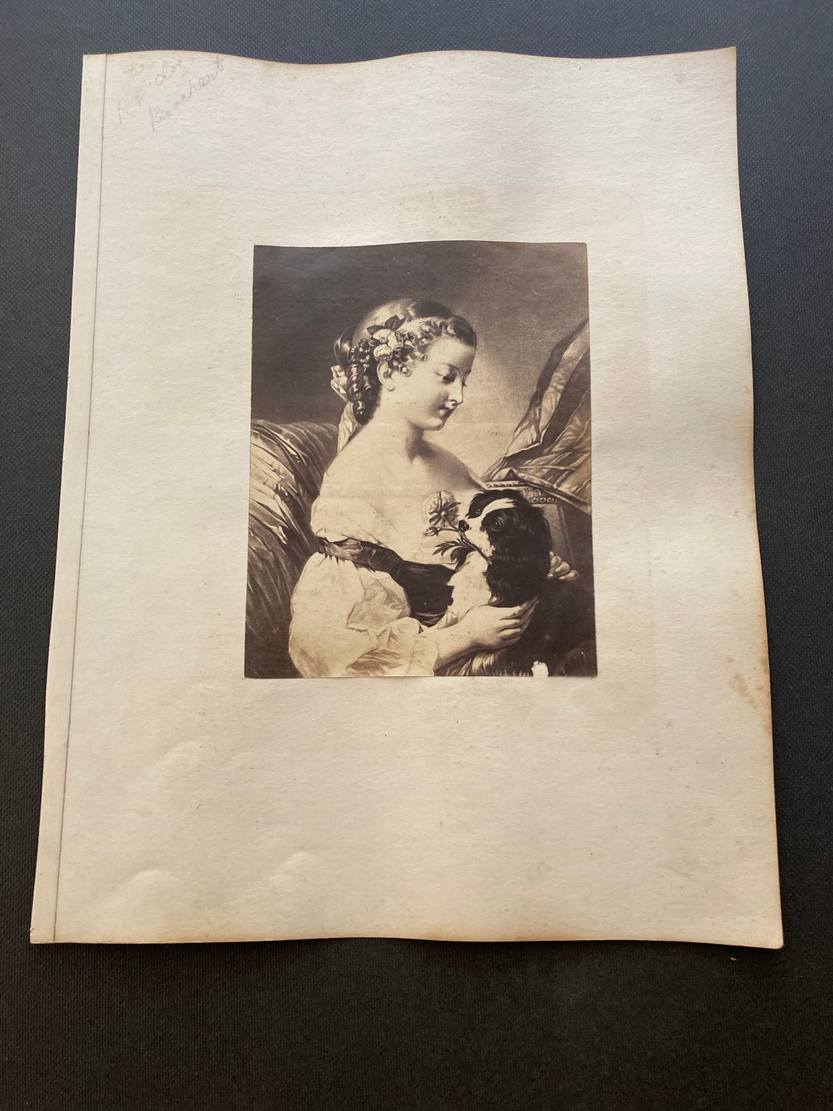 Victorian pen and ink border work around art print Herbe Scheffer