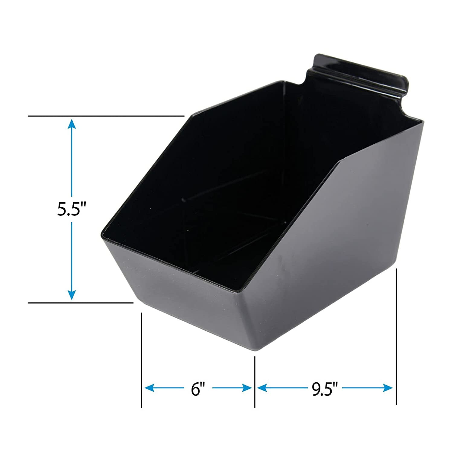 Lot of 10 Slatwall Bins Dump Acrylic Black 9 ½” x 6” W X 5 ½” Plastic Display