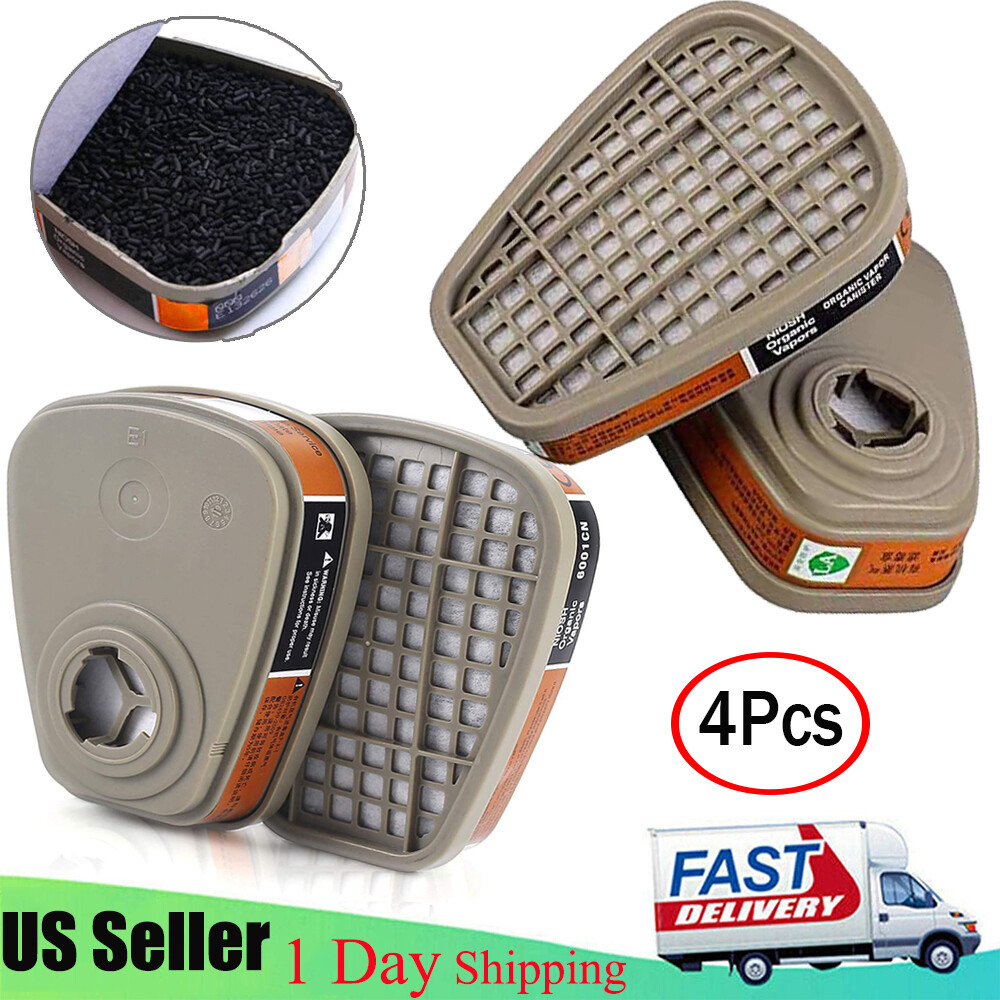 4PC 6001CN Organic Vapor Respirator Filter Cartridge For 6300 6800 7502 Gas Mask
