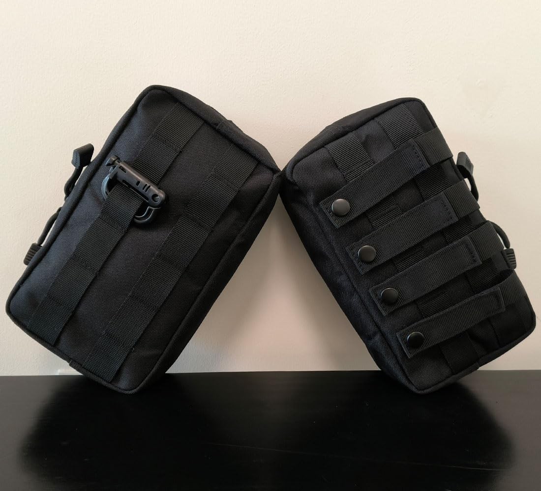 2 Pack Tactical Molle Admin Pouch, Multi-Purpose EDC Tool Organizer 2 Black