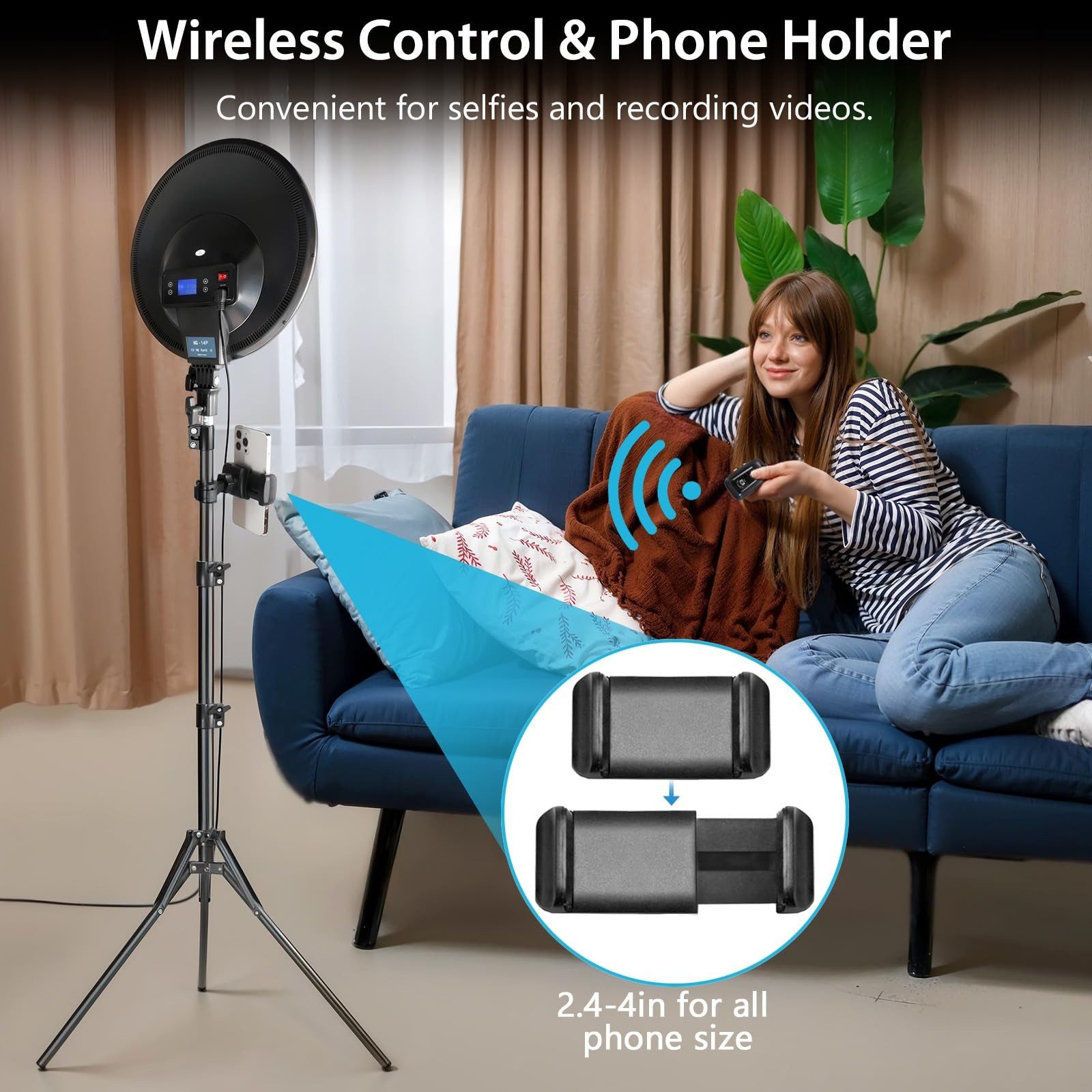 MACTREM 14’’ Large Ring Light with 71" Tripod Stand/Phone Clip,LCD .