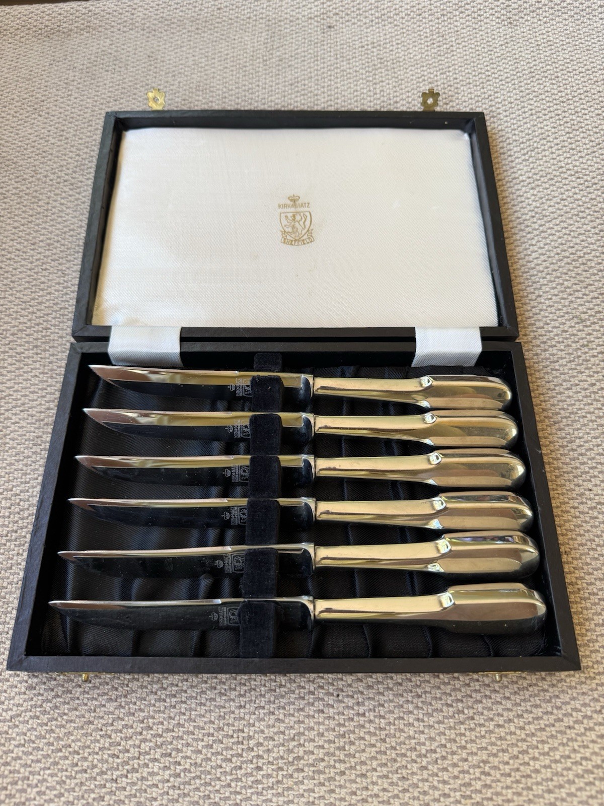Vintage Set of 6 Kirk & Matz Sheffield England UK Steak Knives in Original Box