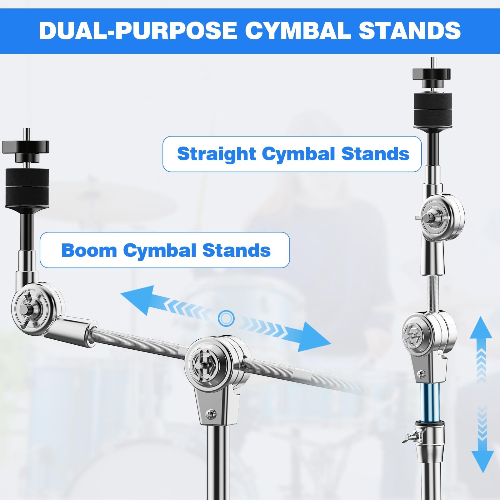 Boom Cymbal Stand Adjustable Drum Hardware Percussion Mount Double Braced