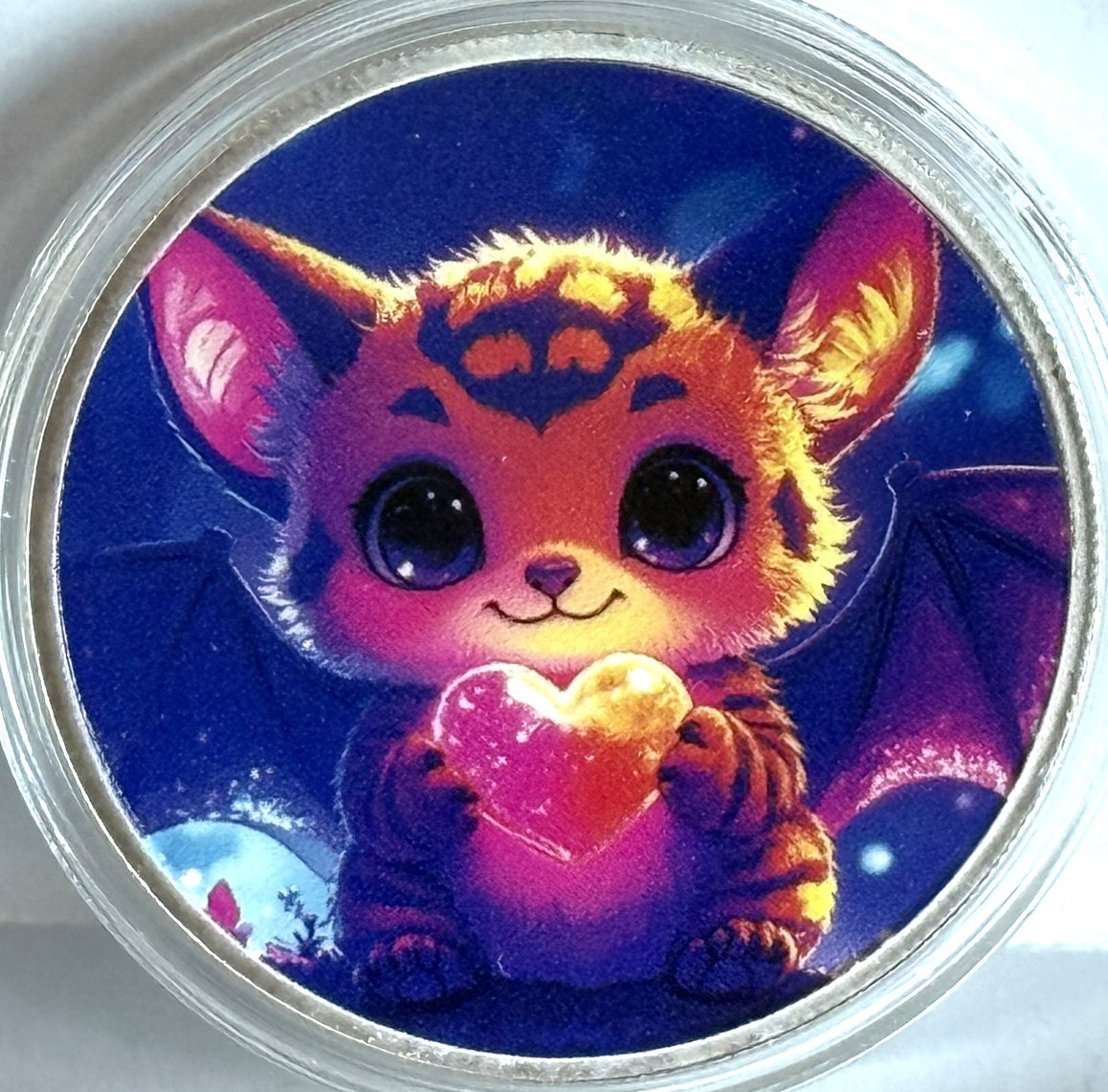 Hayleybug 1 oz Shadow Stripe Kitty Bat silver Round w/ COA POP 15