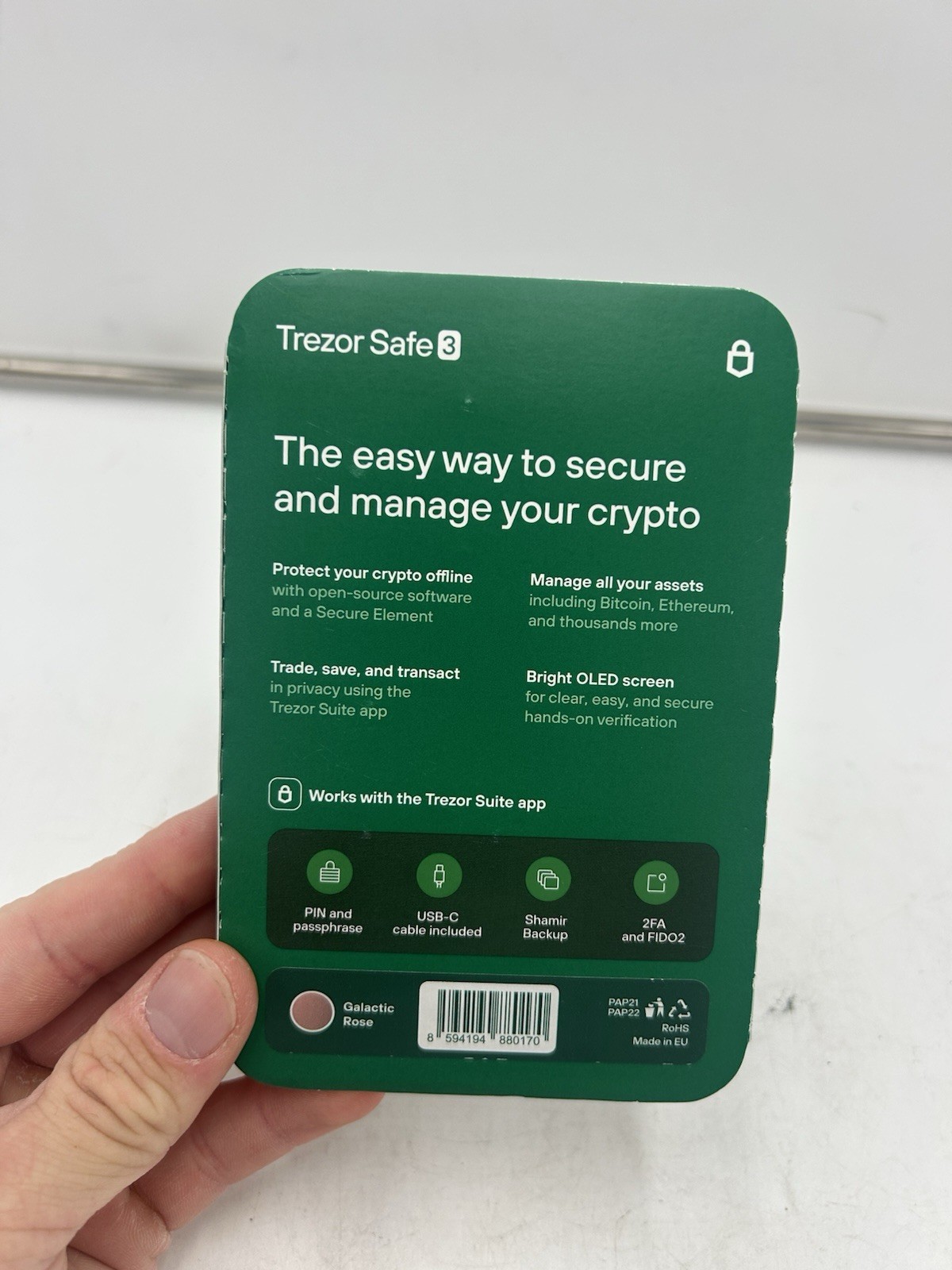 Trezor Safe 3 Passphrase Element Protected Crypto Hardware Wallet