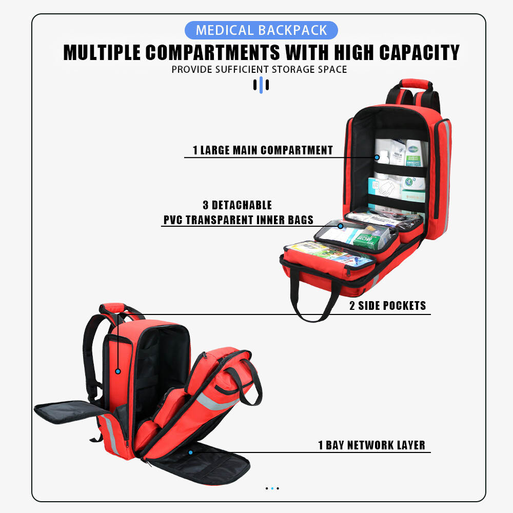 First Aid Bag Emergency Backpack Large Capacity Sorted Storage Survival