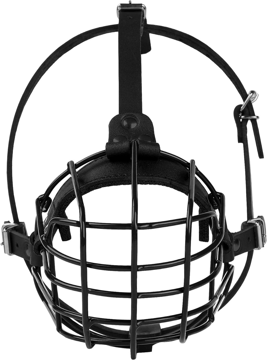 Pitbull Dog Muzzle Metal Mask Amstaff Secure Wire Basket Adjustable Durable Leat