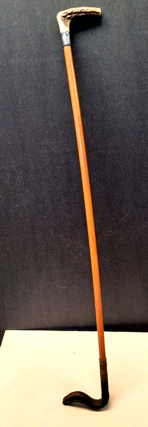 VINTAGE 27 IN. HORSEMANS RIDING CROP WITH HORN HANDLE