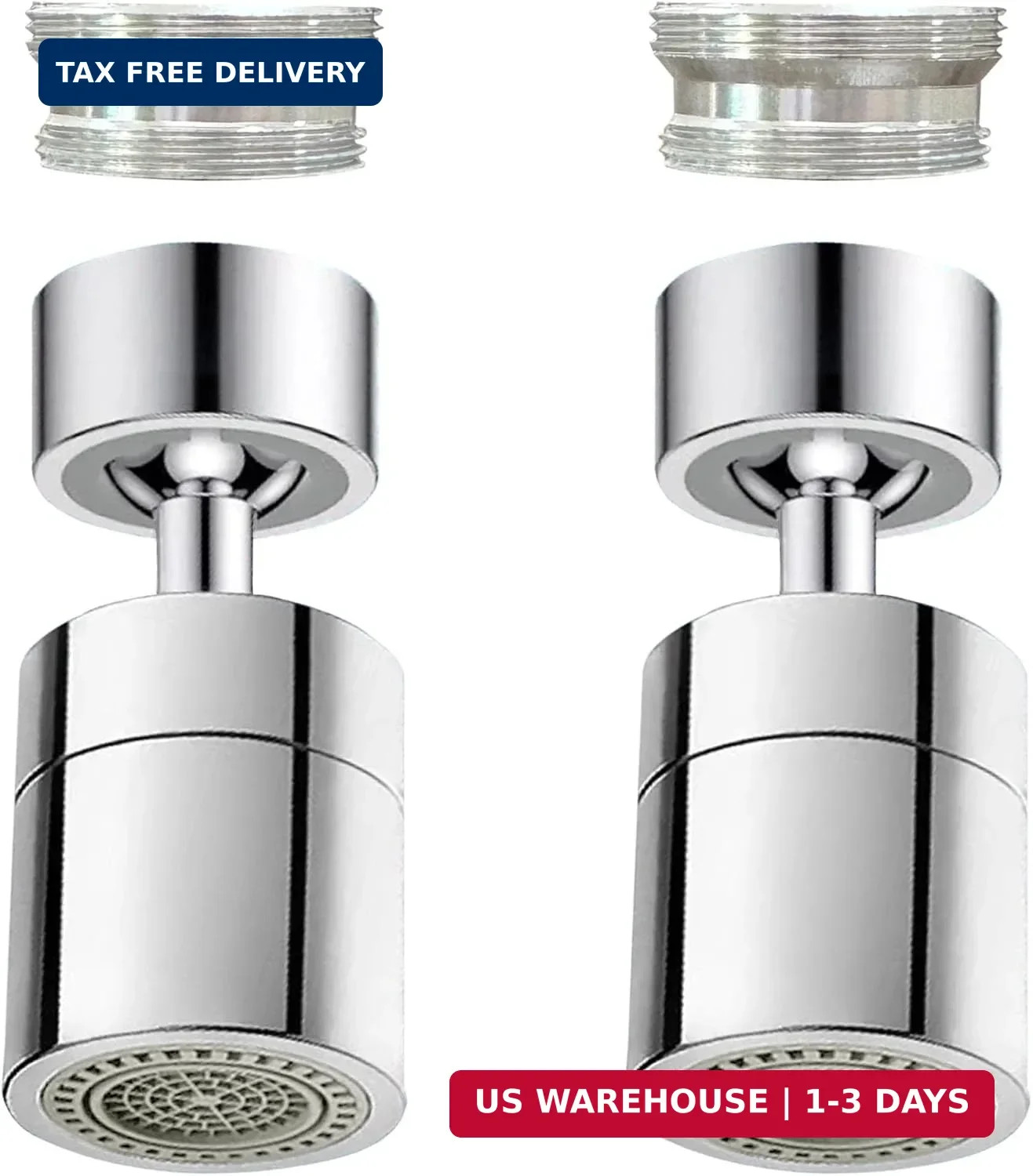 2 Pcs Faucet Aerator, 360° Swivel Kitchen Sink Faucet Aerator, Big Angle Twist,