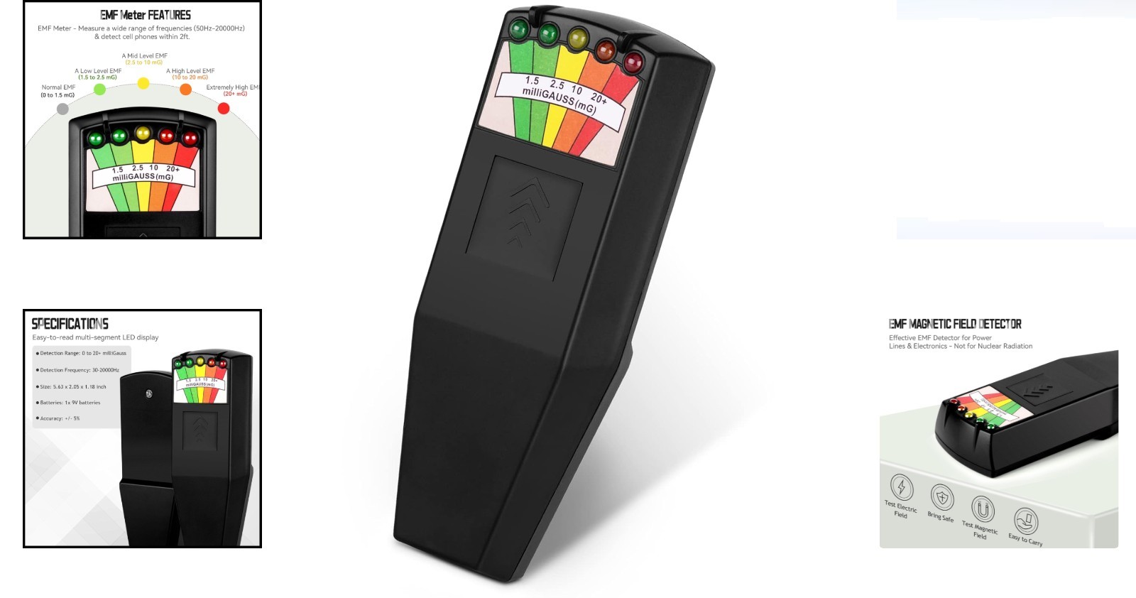 Handheld EMF Meter Ghost Hunting Electromagnetic Field Detector 50Hz-20kHz