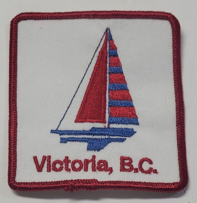 Victoria BC Patch 3"X3.25" Sailboat British Columbia Canada Red