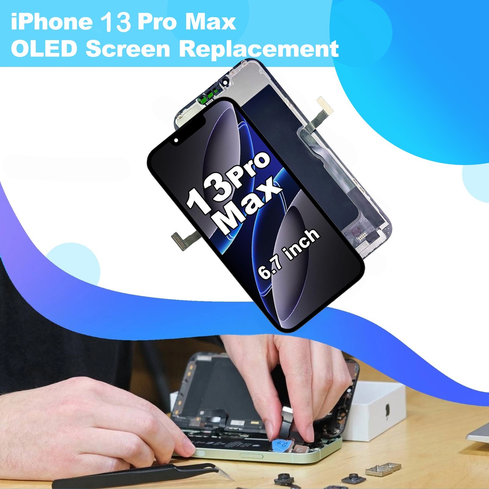 OLED For iPhone 13 Pro Max Screen Replacement Display Digitizer Repair Kit
