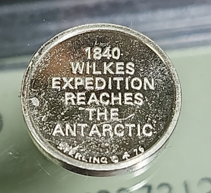FRANKLIN MINT STERLING SILVER ROUND 1840 WILKES EXPEDITION/ANTARCTIC 1.73GR