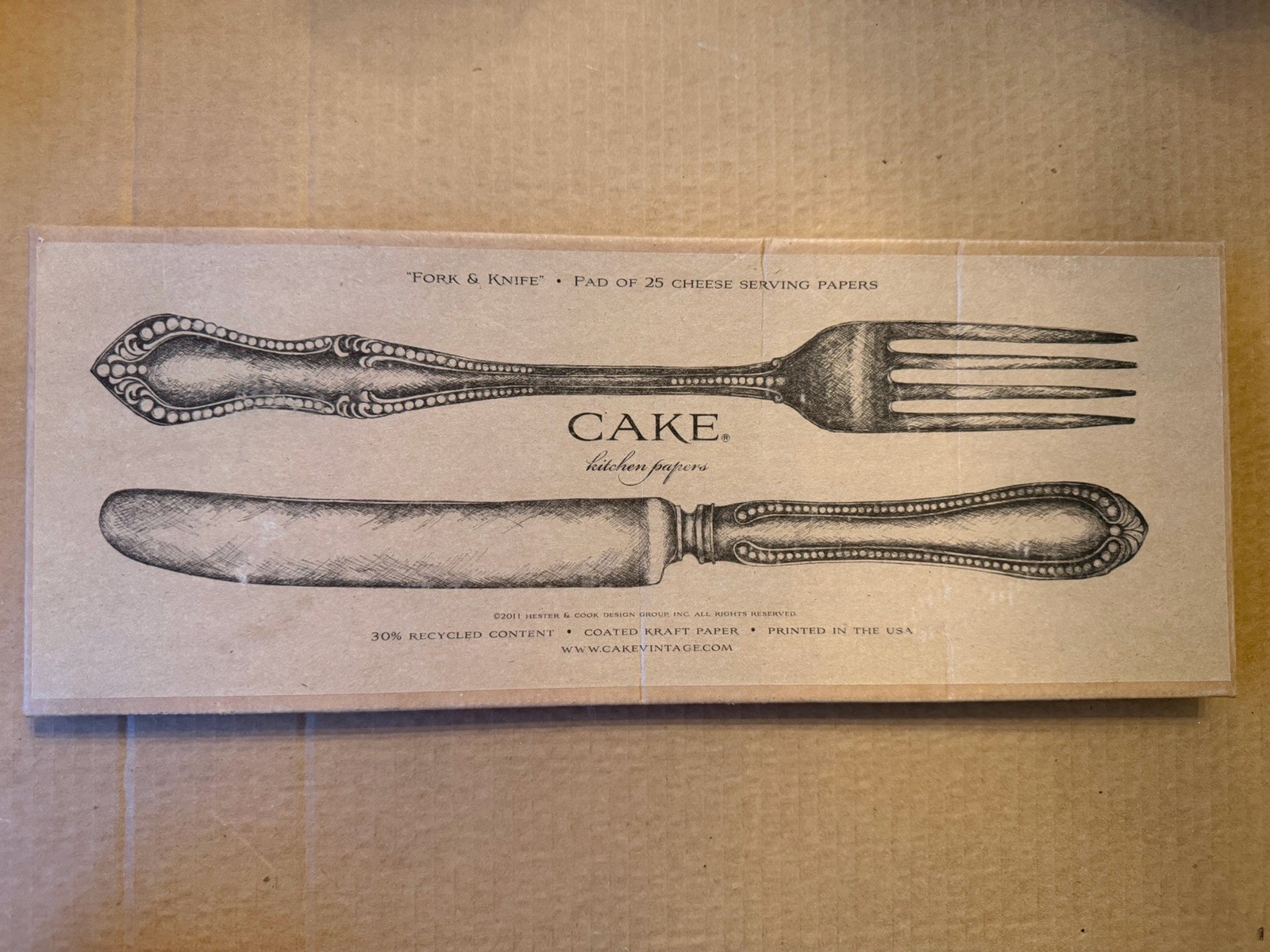 Hester & Cook "Fork & Knife" W 25 disposable serving papers for cheese boards