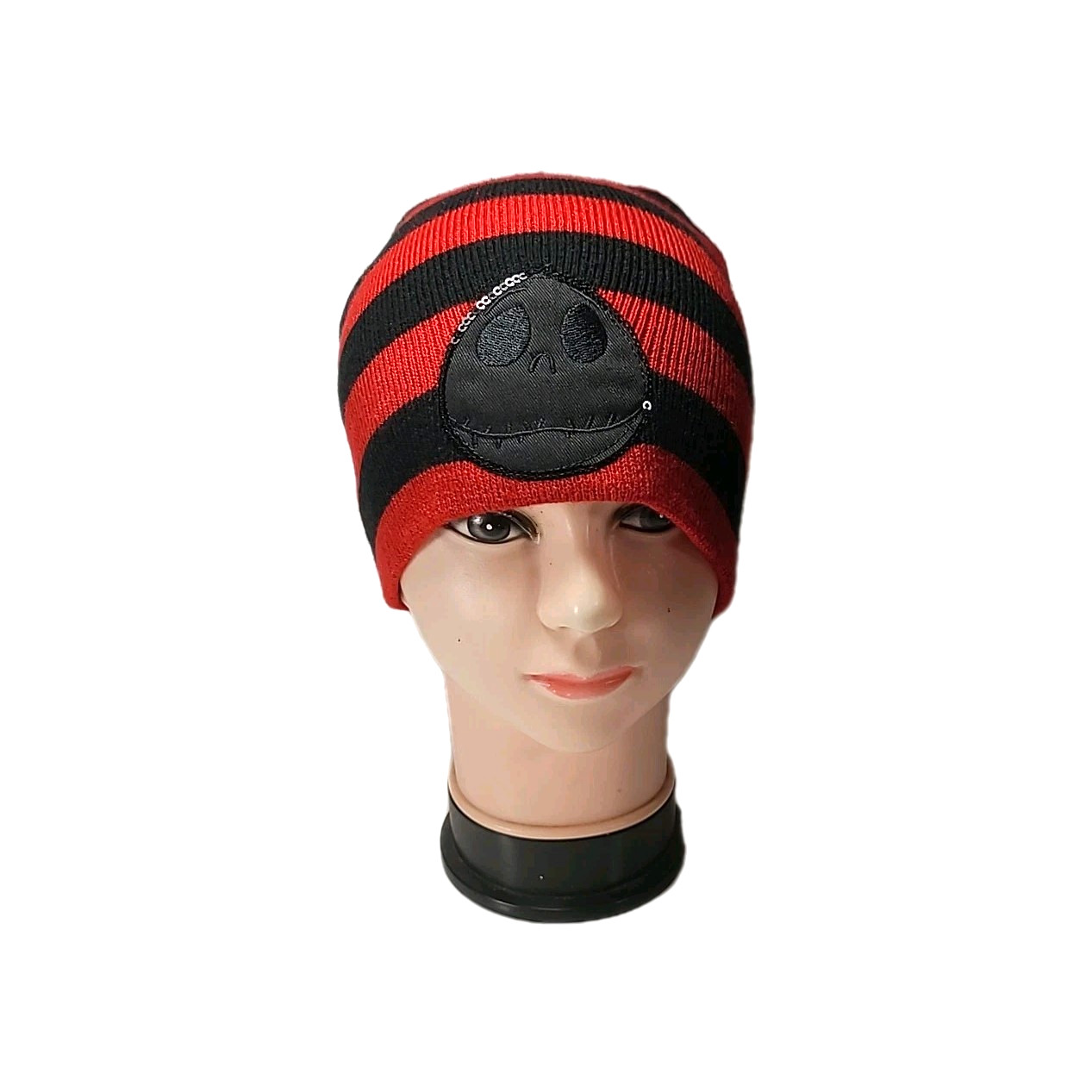 Disney Nightmare Before Christmas Jack Skellington Stripe Knit Beanie Tim Burton