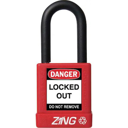 Zing 7031 Lockout Padlock, Keyed Alike, Aluminum, Red, 1 1/2 In Shackle Height,