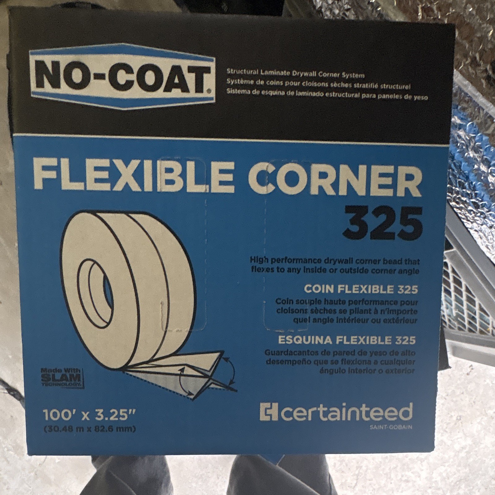 CertainTeed NO-COAT Flexible Corner 325 Drywall Corner Bead 100' x 3.25" MPN 325
