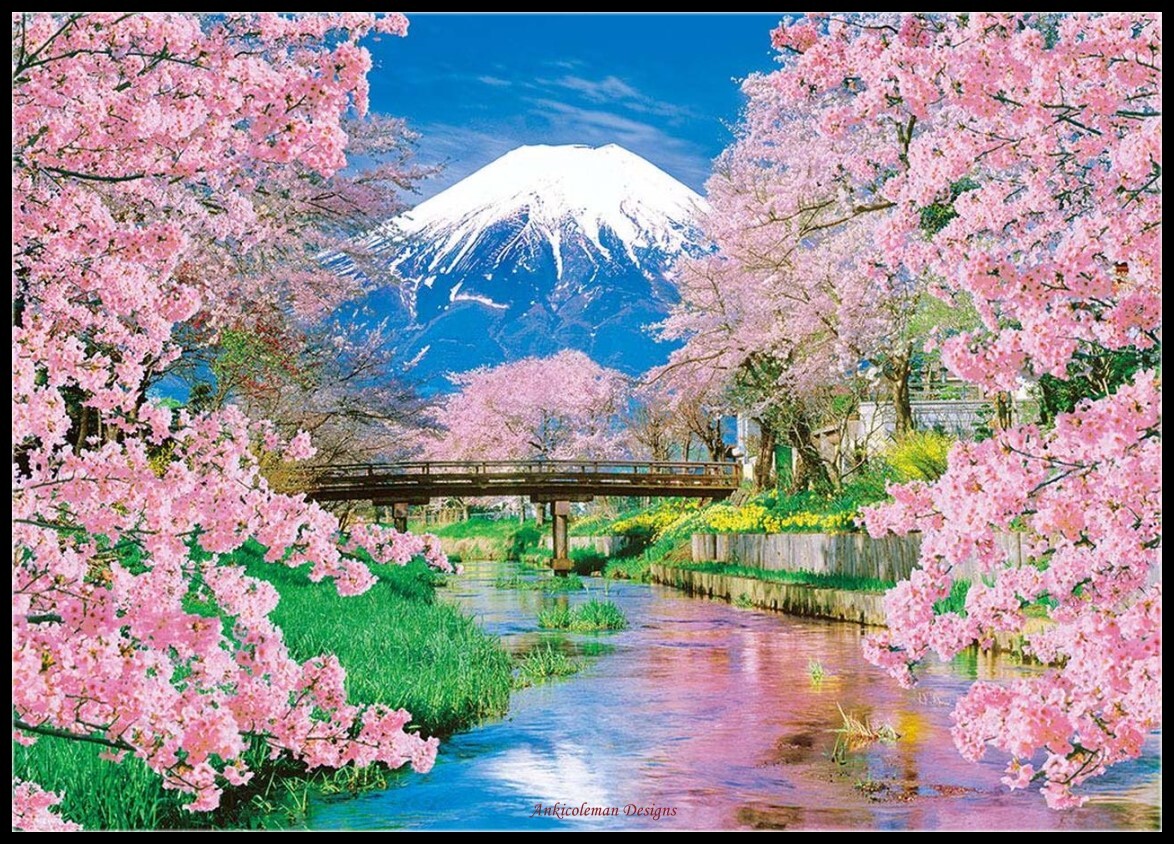 Mount Fuji 3 - Counted Cross Stitch Patterns - Color & BW Symbols