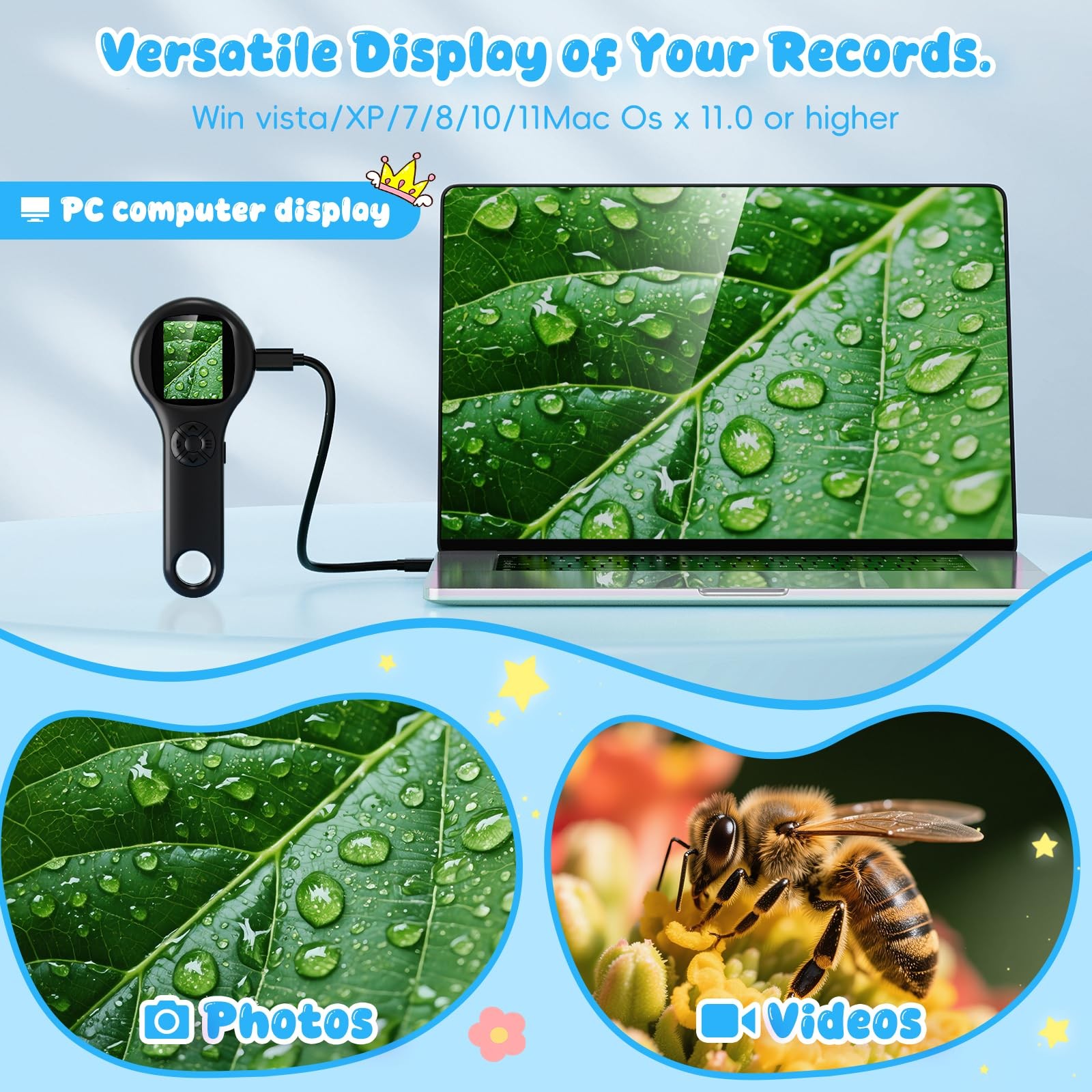 Ashfly Mini LED Pocket Microscope - Kids 5-10 - Educational Magnifying Glass