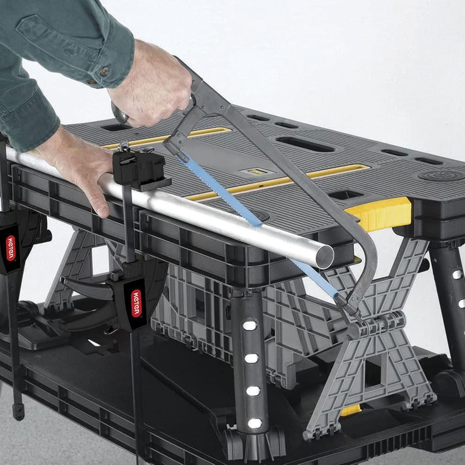 Heavy-Duty Folding Workbench W/ 1,000 Pound Capacity Foldable Work Table Garage