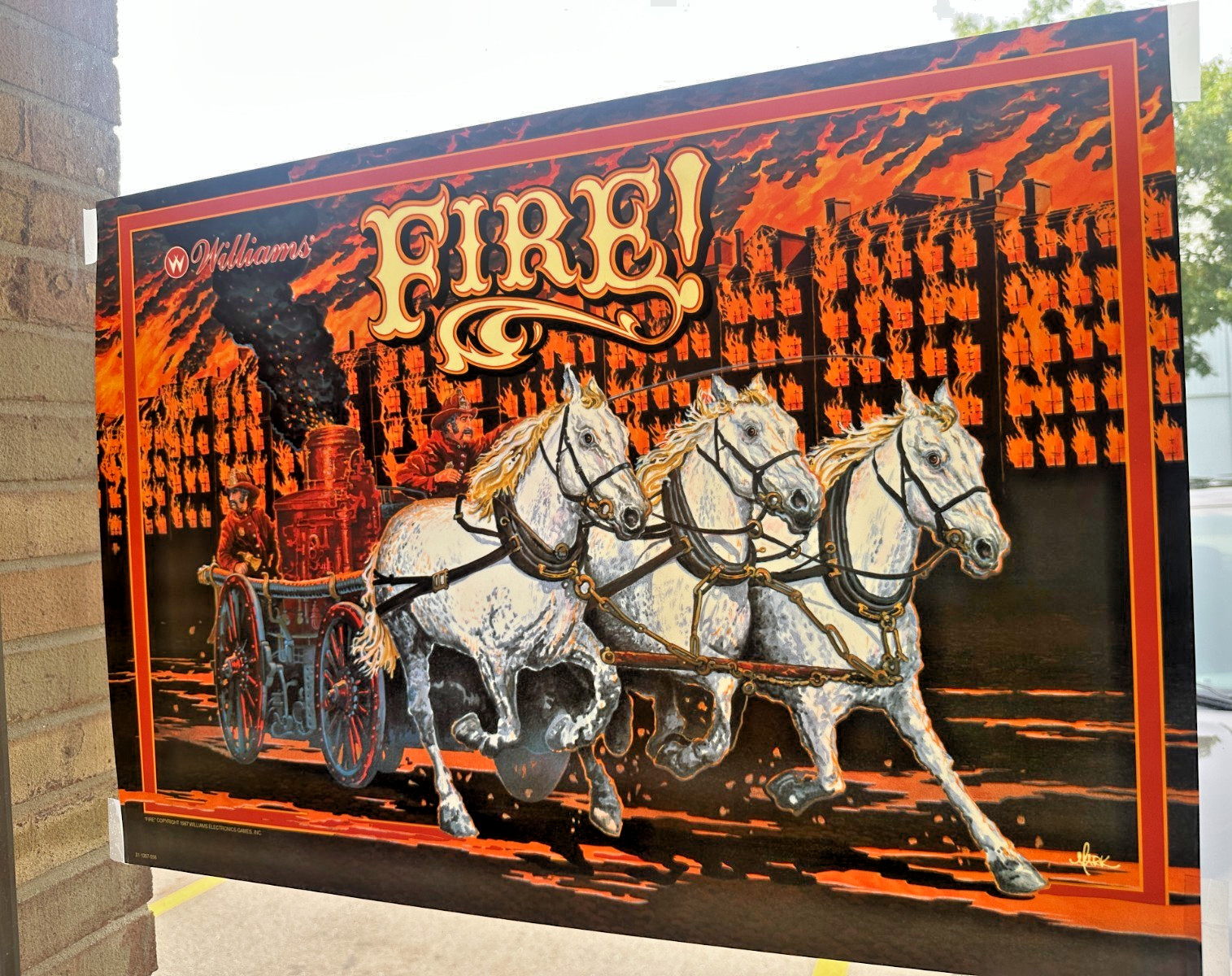 1987 Williams Fire! Pinball Translite - NOS