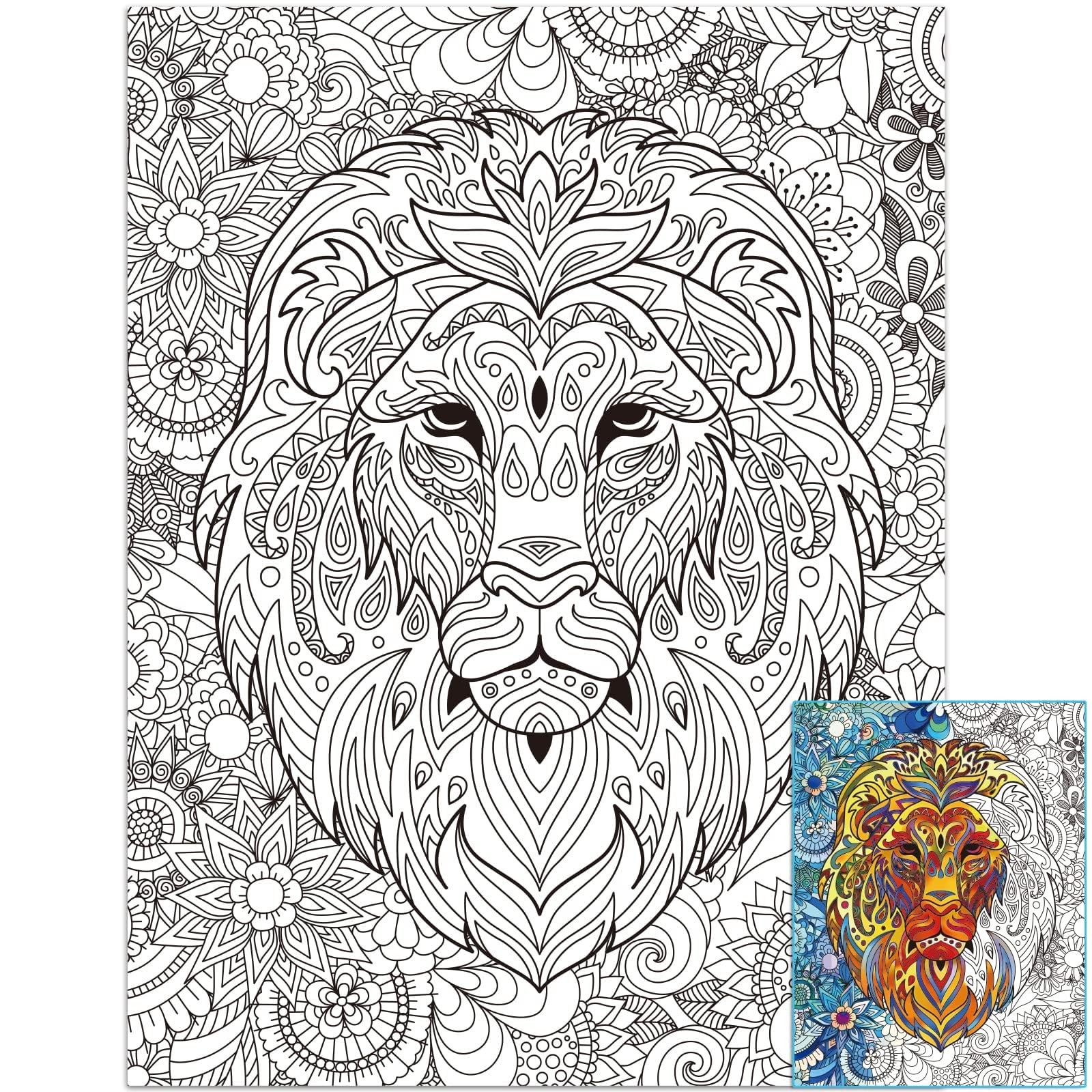 ZOIIWA Lion Giant Coloring Posters for Kids 52"L x 39.4"W, Multicolored