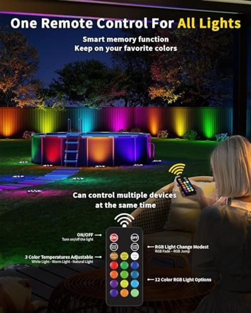 Solar Ground Lights with Remote, Color Changing Solar Disc Lights 10 Pack