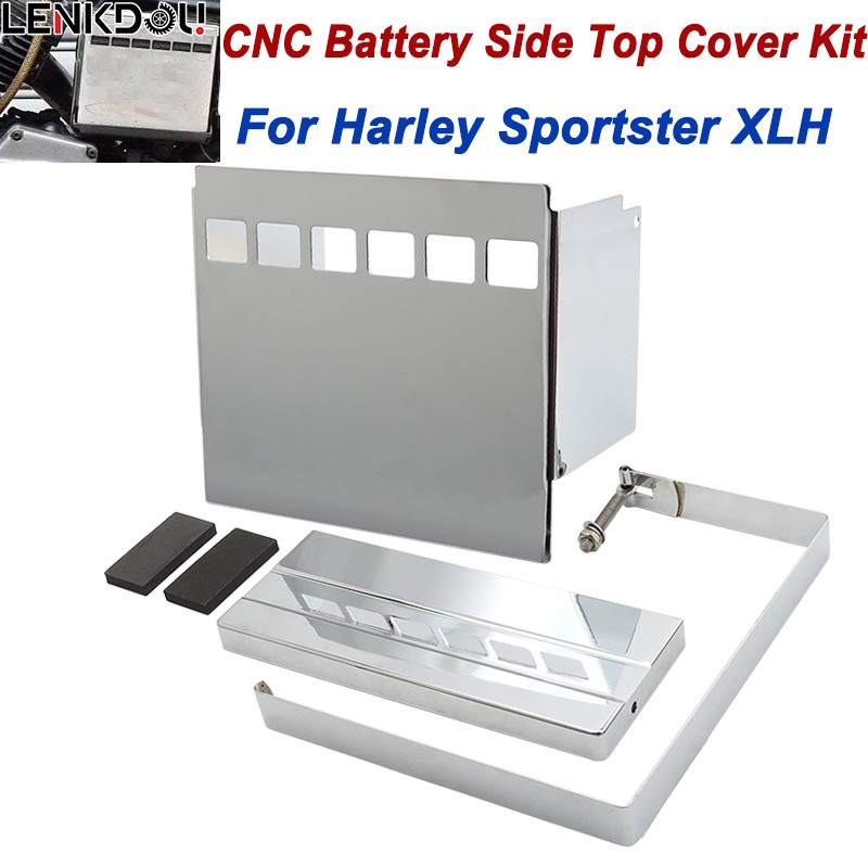 Steel Battery Cover Kit Chrome Slotted For Harley Sportster 1200 Deluxe XLH 883